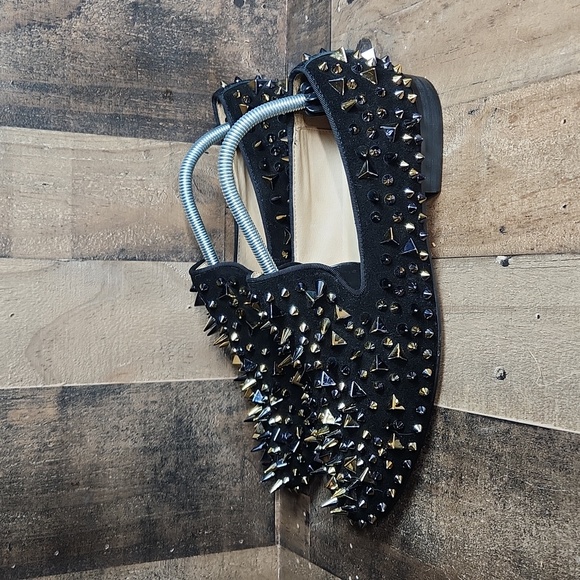 FERUCCI Mens Black velvet slippers Loafers Shoes Size Gold